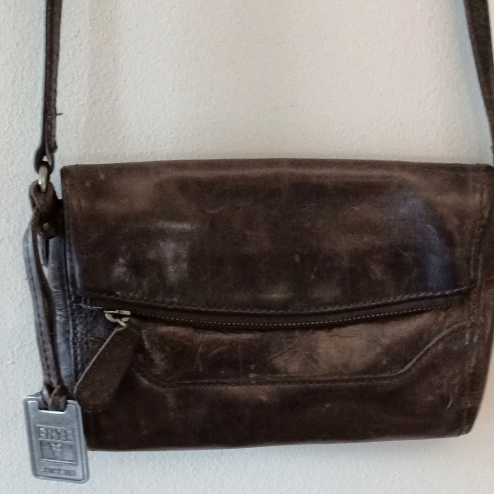 Frye Dark Brown Leather Crossbody Bag